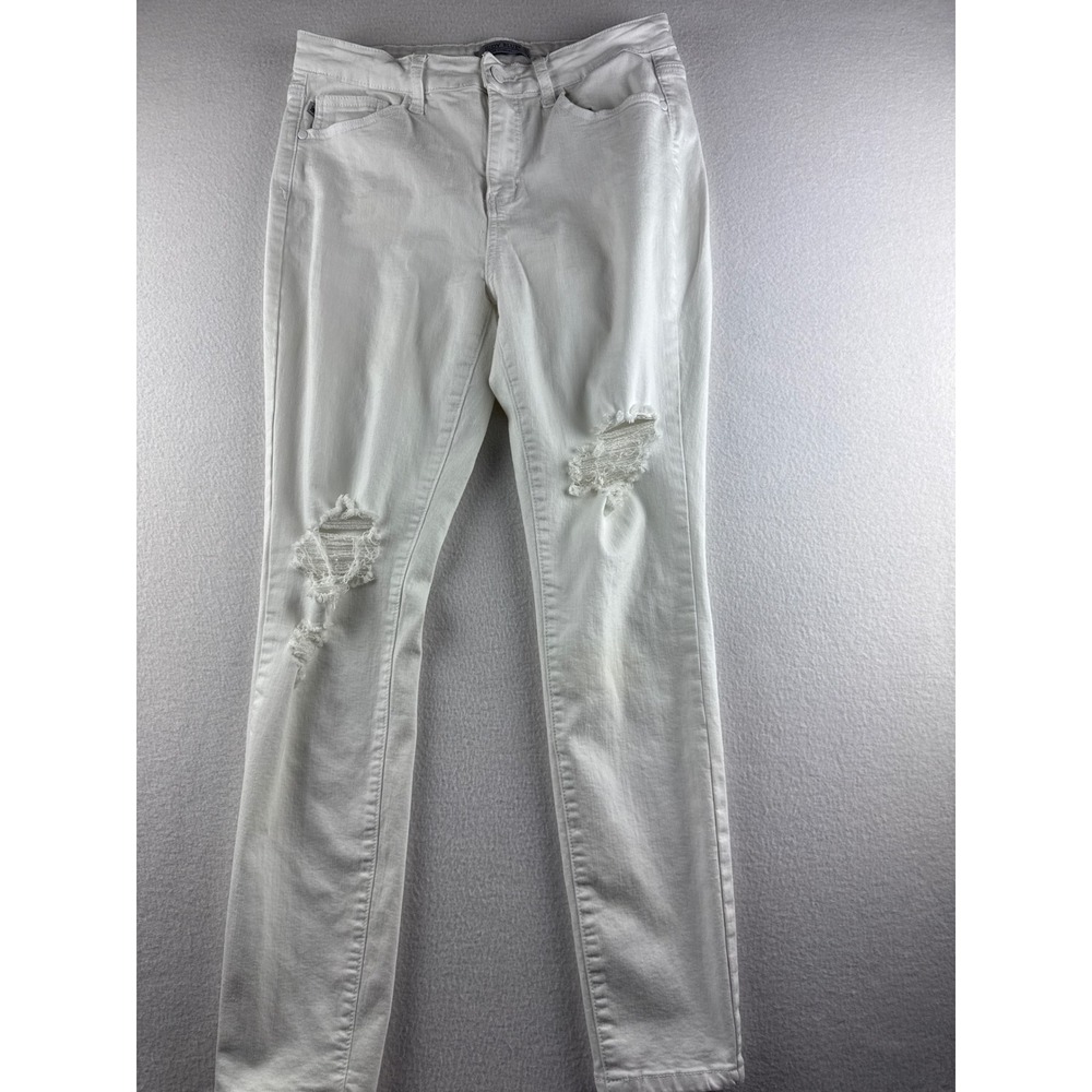 Judy Blue White Distressed Skinny Fit Jeans Women's Size 13/31‎ Stretch